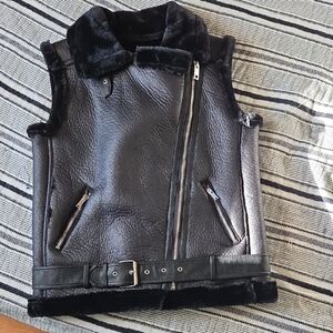 Cider Black Faux Fur Vest